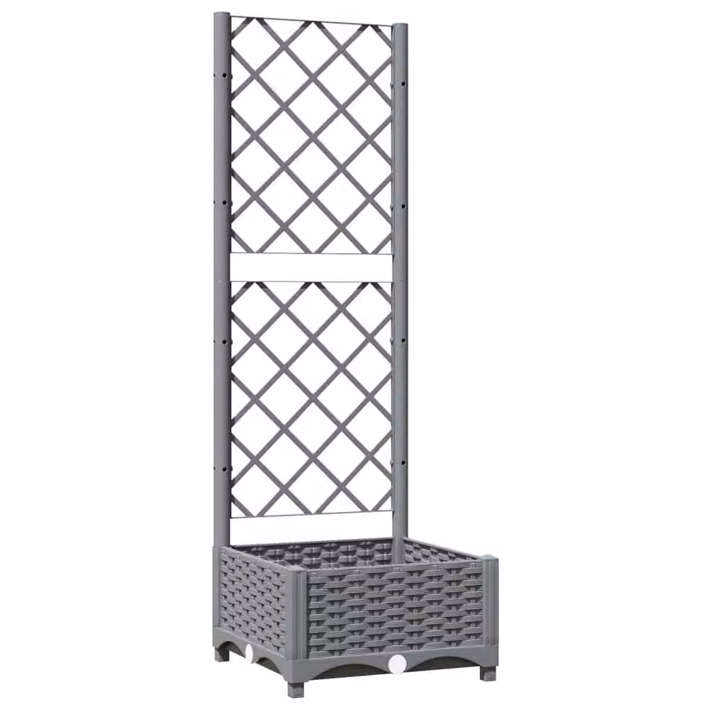 Berkfield Home Garden Planter with Trellis in Light Grey, W/D/H: 40 x 40 x 121.5 cm – 3