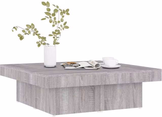 Berkfield Home Classic Square Coffee Table in Grey Sonoma, W/D/H: 90 x 90 x 28 cm