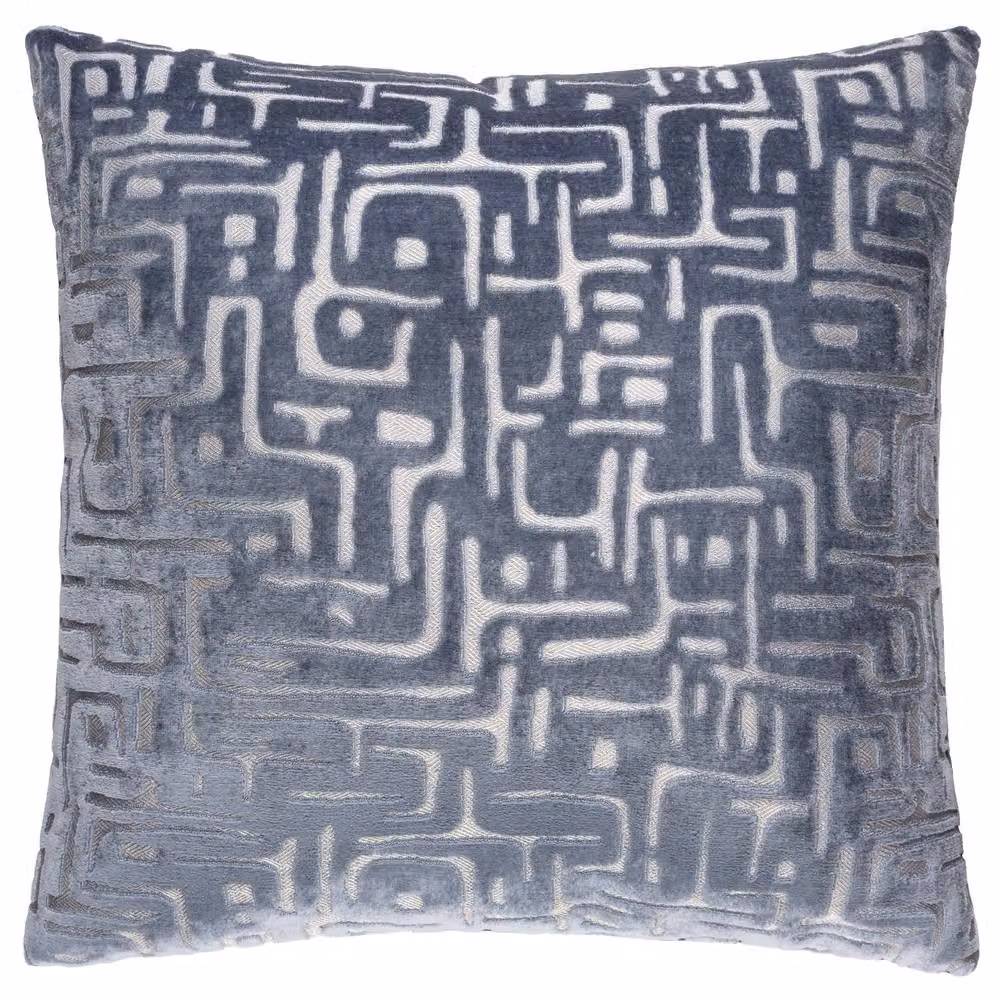HOEM Soren Blue Cut Velvet Abstract Square Cushion, W/D/H: 45 x 45 x 45 cm – 2