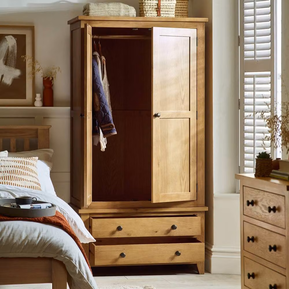 Cheshire Premium Kingsley Combination Wardrobe in Waxed Light Oak, H 190.0 cm x W 97.0 cm – 2