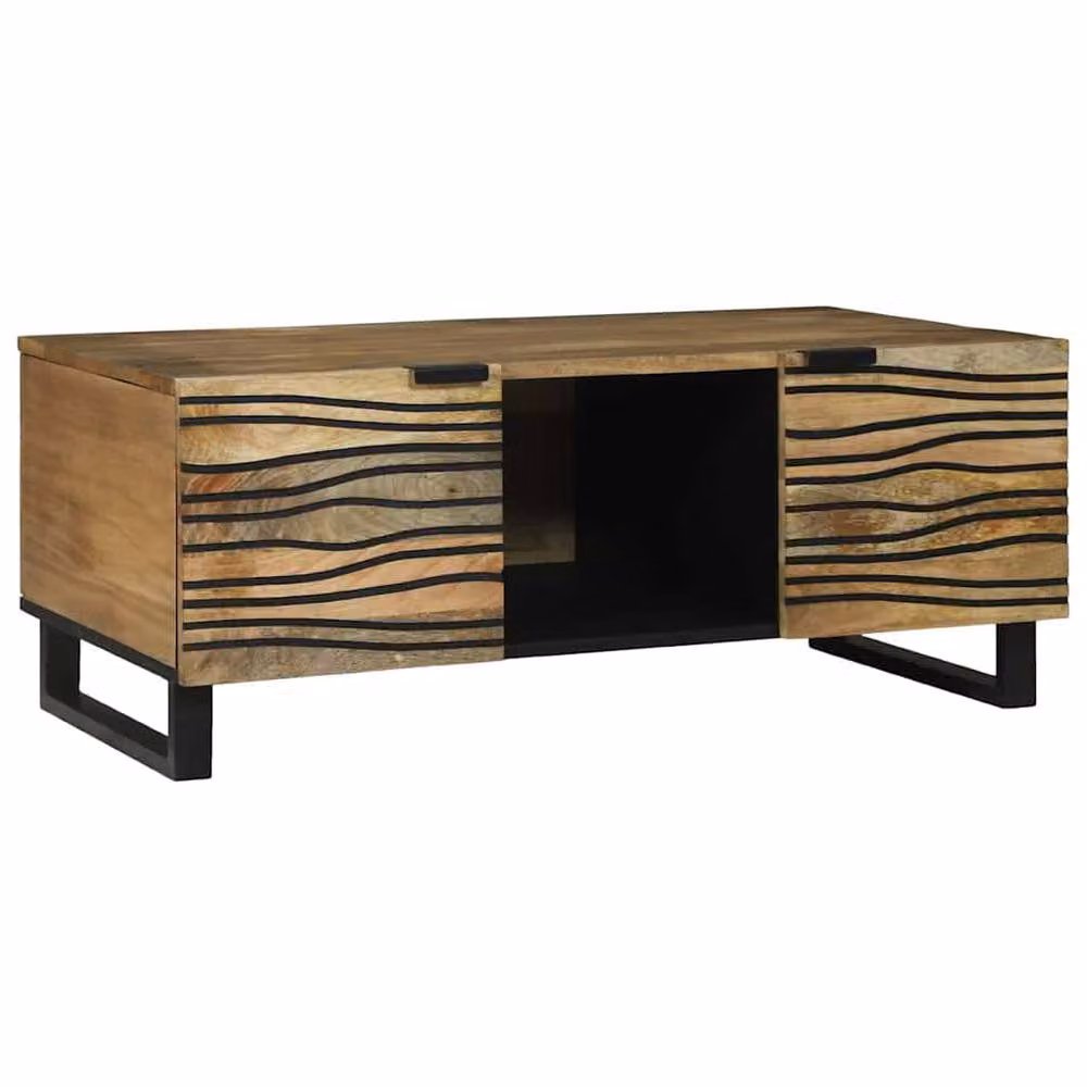 Berkfield Home Modern Rectangular Coffee Table in Brown Solid Mango Wood, W/D/H: 100 x 54 x 40 cm – 2