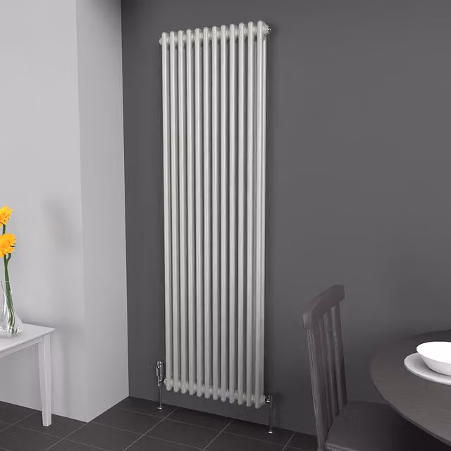 Lux Heat Vertical Coloured Column Radiator in Dove Grey, H 180 cm x W 56 cm