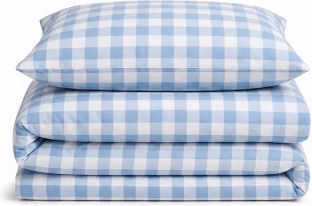 Sweet Dreams Wyndham Blue Gingham Check Duvet Cover and Pillowcase Set, W/D/H: 180 x 200 cm – 1
