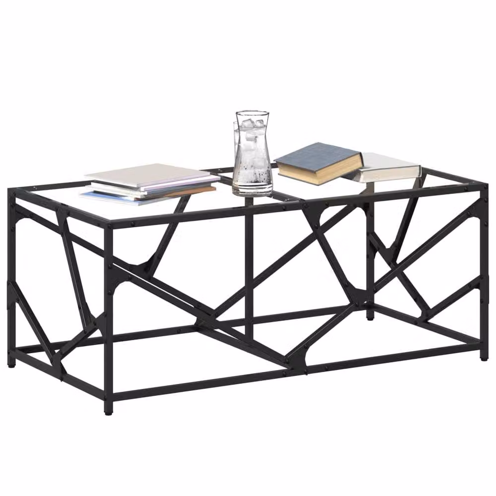 Berkfield Home Modern Rectangular Coffee Table with Transparent Glass Top and Black Steel Frame, W: 98.5 cm, D: 50 cm, H: 41 cm – 3