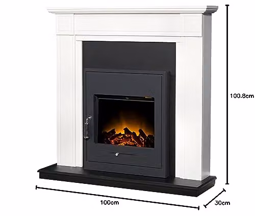 Adam Fires & Fireplaces Adam Georgian Fireplace in White and Black with Oslo Electric Inset Stove in Black, 39 Inch – 5