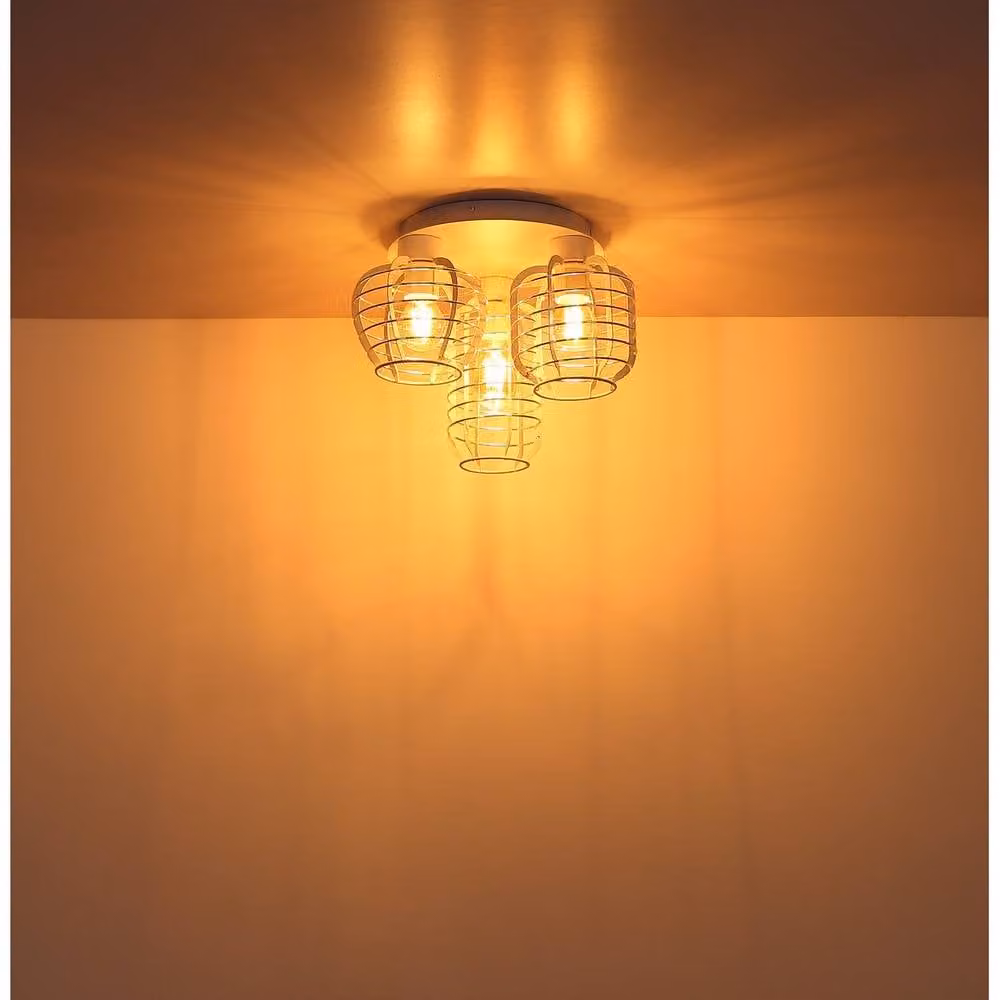 Netlighting Nesa Semi Flush Ceiling Light in Matt White with 3x E27 Sockets – 4