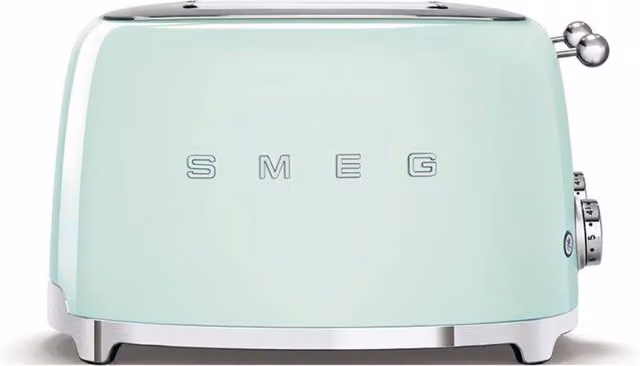 Smeg 4 Slice Retro Wide Slot Toaster in Pastel Green and Blue Stainless Steel TSF03PGUK