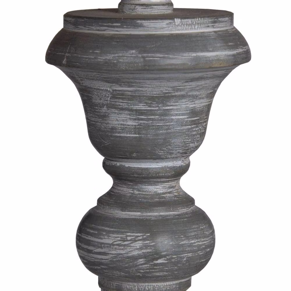 Wyld Haus Baux Slim Turned Pillar Floor Lamp with Grey Wood Base and Beige Fabric Shade, Height: 155 cm – 3