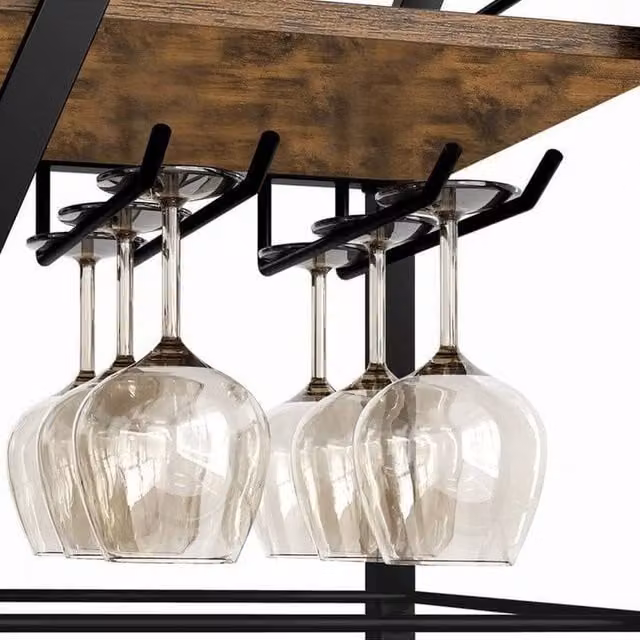 FORGEVIO Versatile Drinks Trolley with Glass Holders and Castors, Black and Multicolour, W/D/H: 83 x 39 x 29 cm – 1