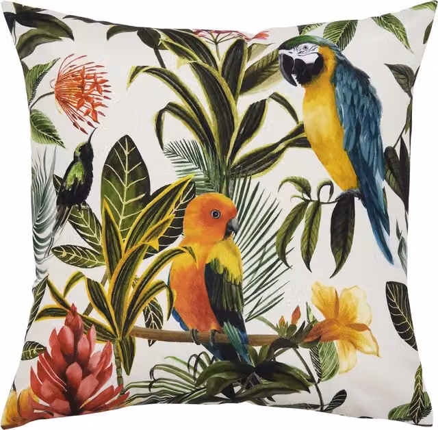 Make it a Home Vibrant Parrots Square Outdoor Cushion Cover in Multicolour, Turquoise and White
