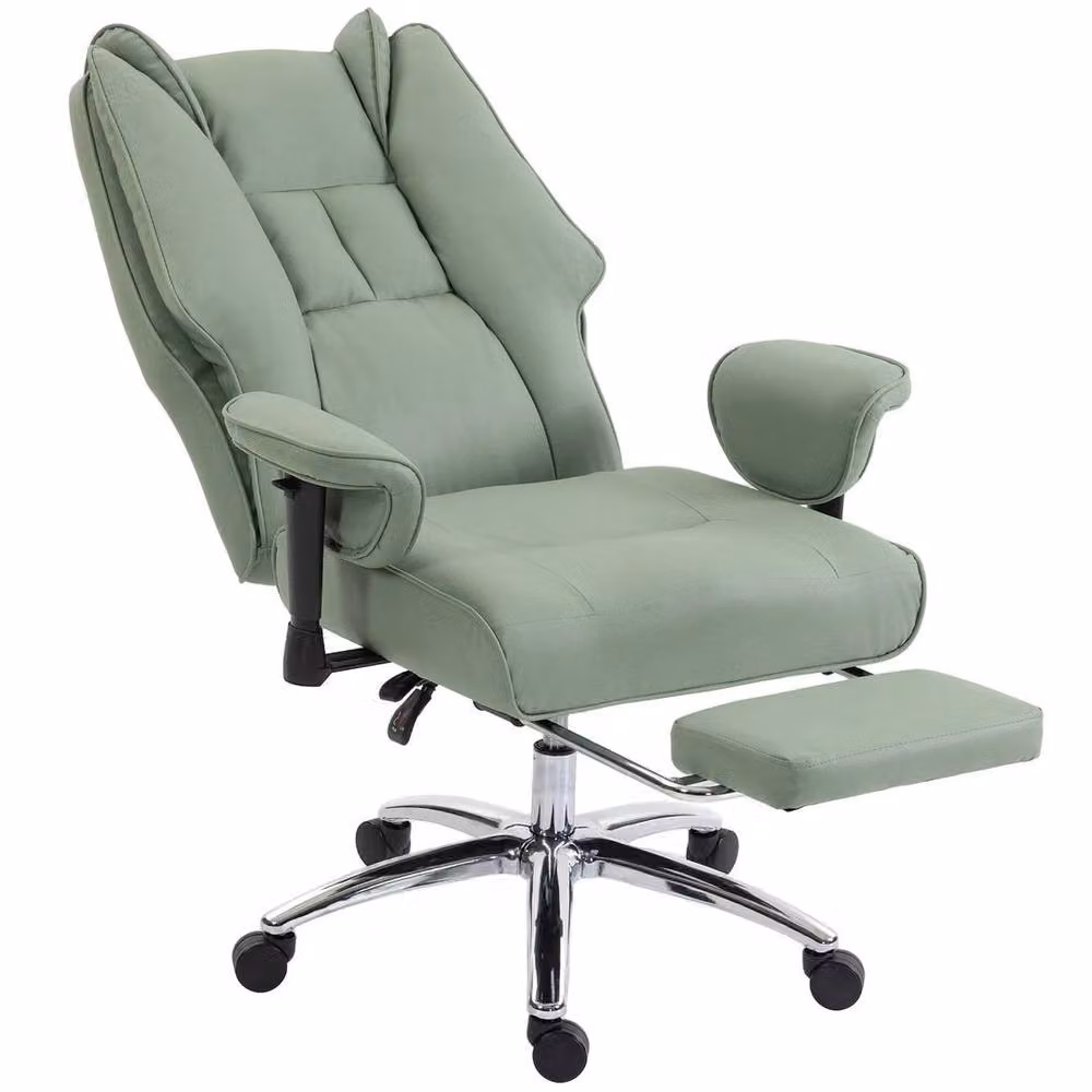 SPETLEK Executive Office Chair in Green with Footrest and Headrest, Height Adjustable Faux Leather Desk Chair – 7