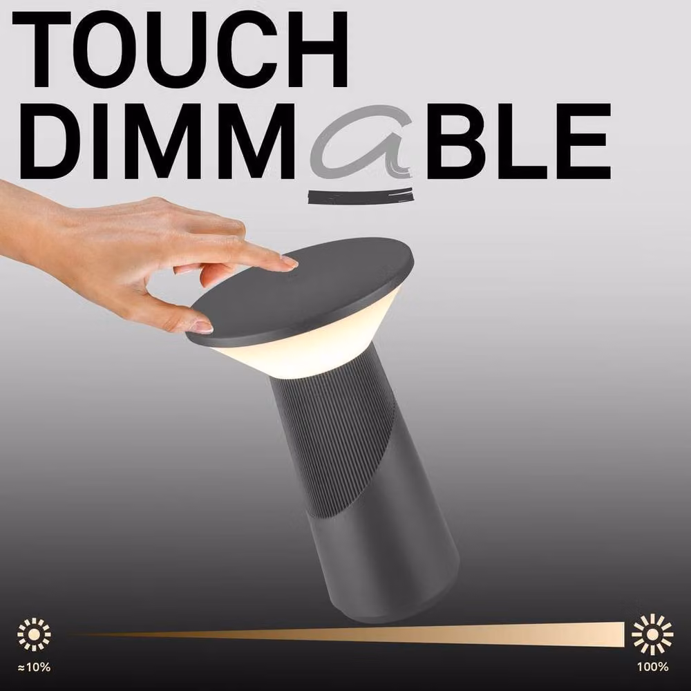 Briloner Pilia Rechargeable LED Table Lamp, Anthracite, H 24 cm x W 15 cm, IP44 Dimmable Night Light – 8