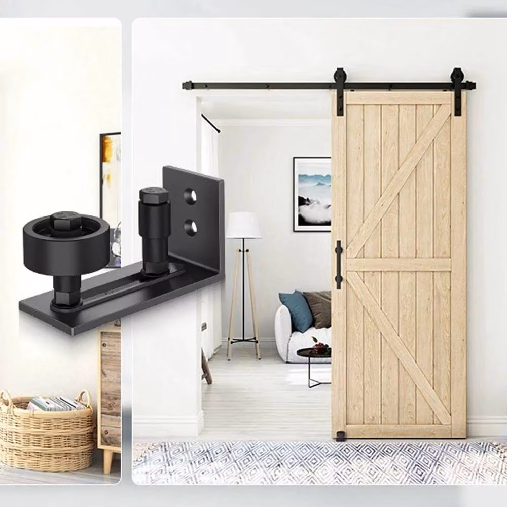 PAWNORA Sliding Rail Barn Door Hardware, 2-Piece Set, Black – 6