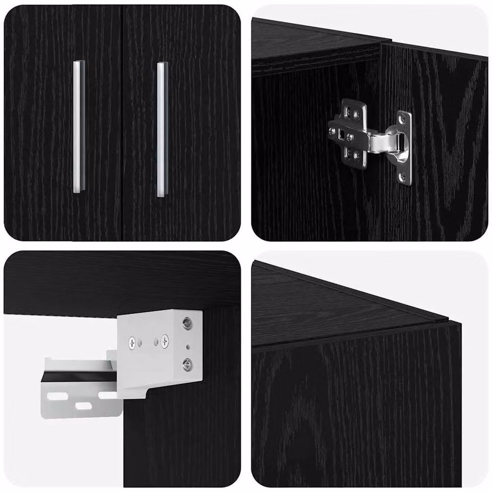 Berkfield Home Black Oak Storage Cabinet with Hinged Doors and Internal Shelves, W: 70 cm, D: 42.5 cm, H: 225 cm – 5