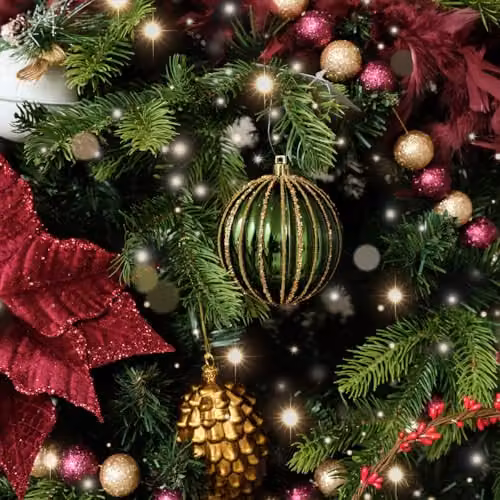 Melody Maison Set of 2 Green and Silver Striped Hanging Christmas Baubles, Diameter: 8 cm – 2