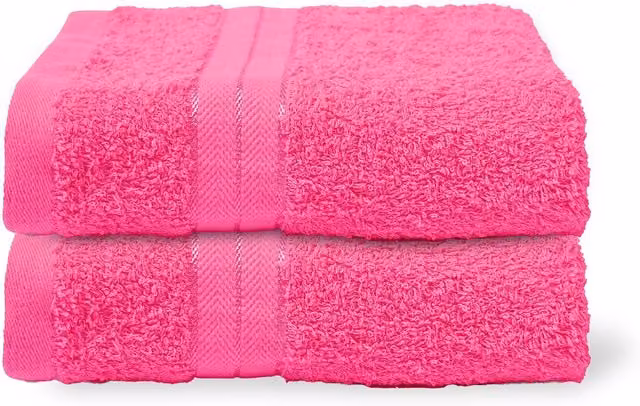 OHS 2 Pack of Pink 100% Cotton Fluffy and Quick Drying Hand Towels, W/D/H: 50 x 50 x 50 cm – 3