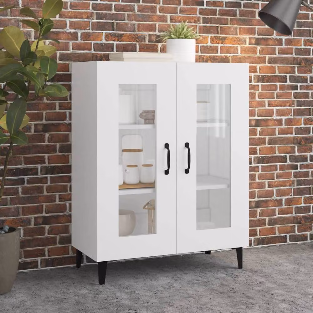 Berkfield Home White Classic Sideboard in MDF and Glass, W/D/H: 69.5 x 34 x 90 cm – 2