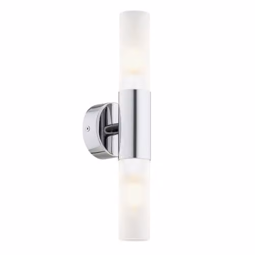 Netlighting Taylor Up & Down Wall Lamp in Chrome and Grey with Frosted Glass