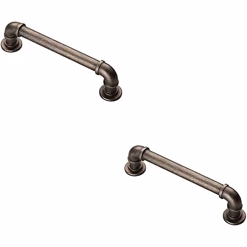Loops 2 Pack Pipe Design Bar Cabinet Pull Handles in Pewter