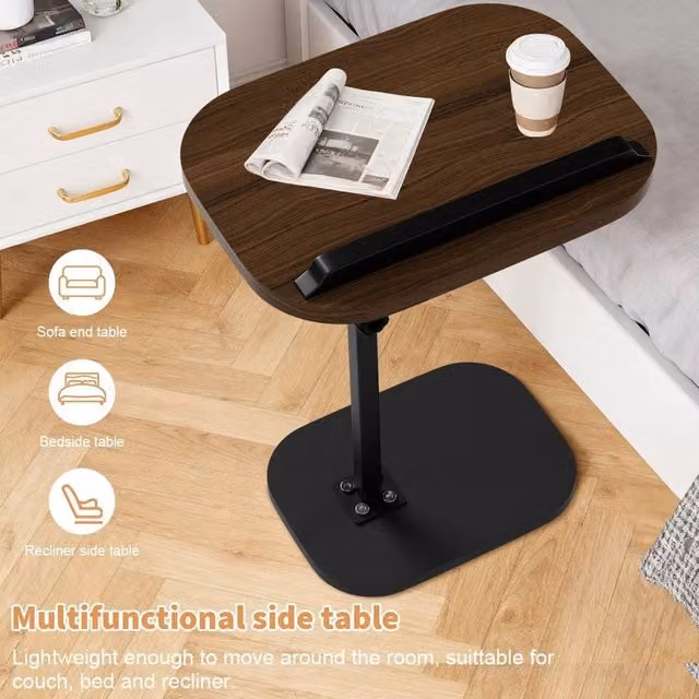 SPETLEK C-Shaped Sofa Side End Table in Black Walnut – 1