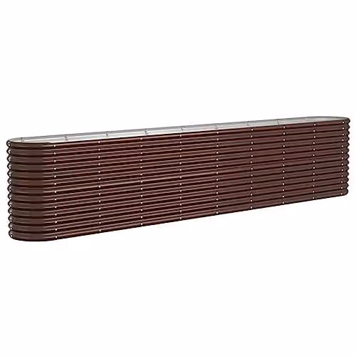 vidaXL Brown Galvanised Steel Raised Bed for Vegetable, Herb or Ornamental Gardens W: 332 cm, D: 40 cm, H: 68 cm
