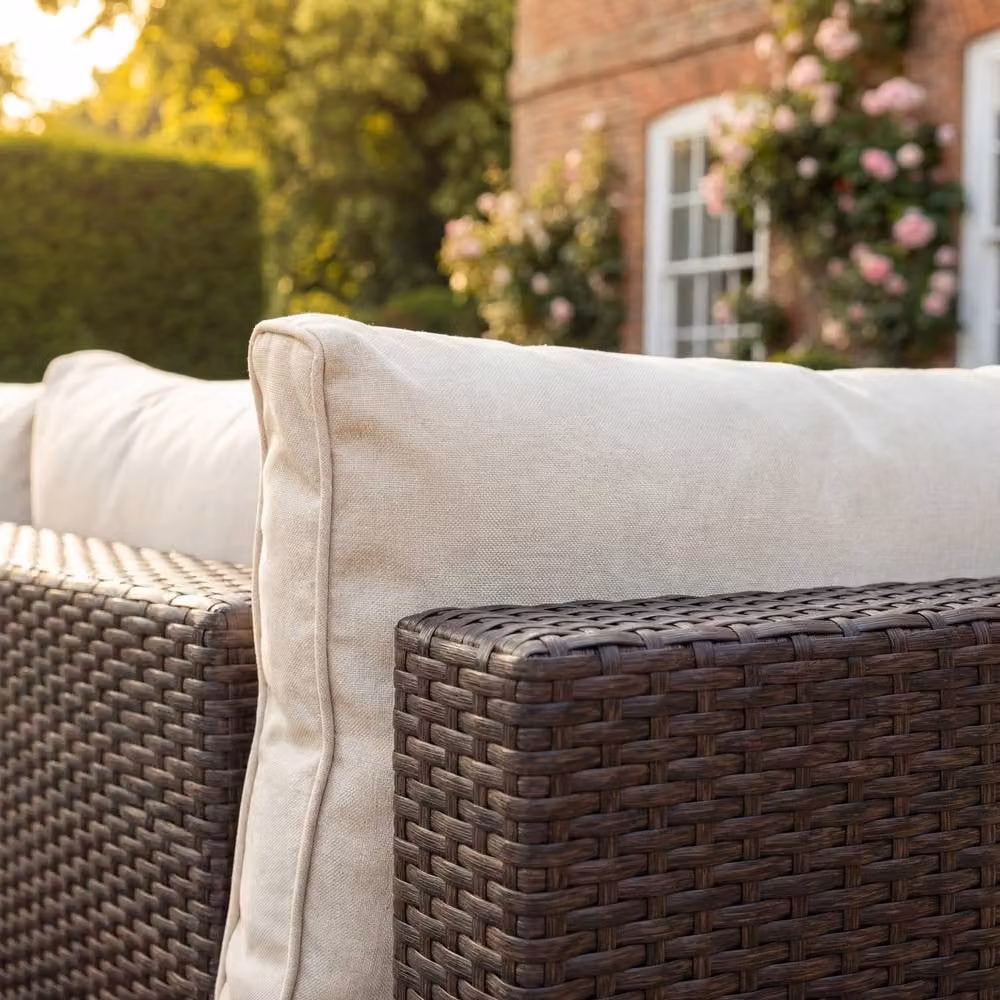 Artemis Home Oliena 8 Seat Modular Rattan Small U-Shape Garden Furniture Set in Brown – 2