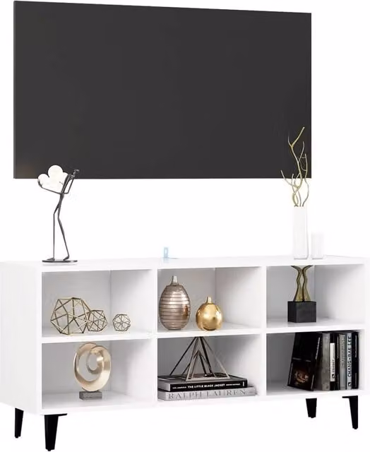 Berkfield Home Modern White TV Cabinet with Metal Legs W/D/H: 103.5 x 30 x 50 cm