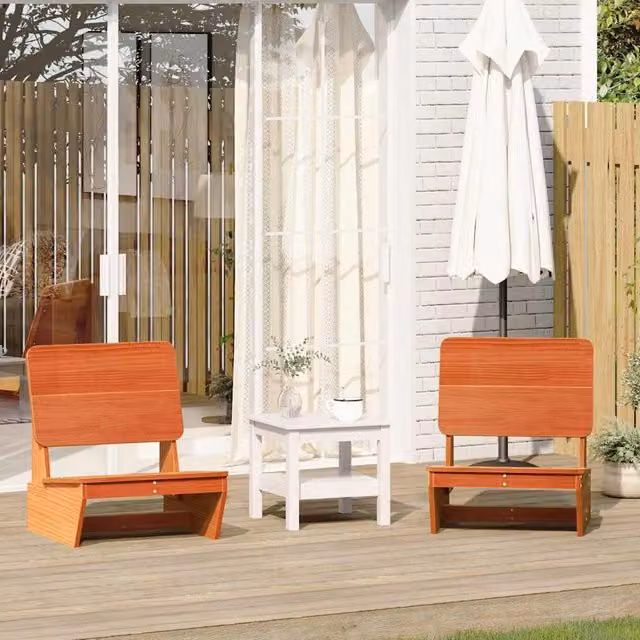 Berkfield Home Set of 2 Rustic Wax Brown Solid Pine Garden Chairs W/D/H: 60 x 64 x 70.5 cm – 1