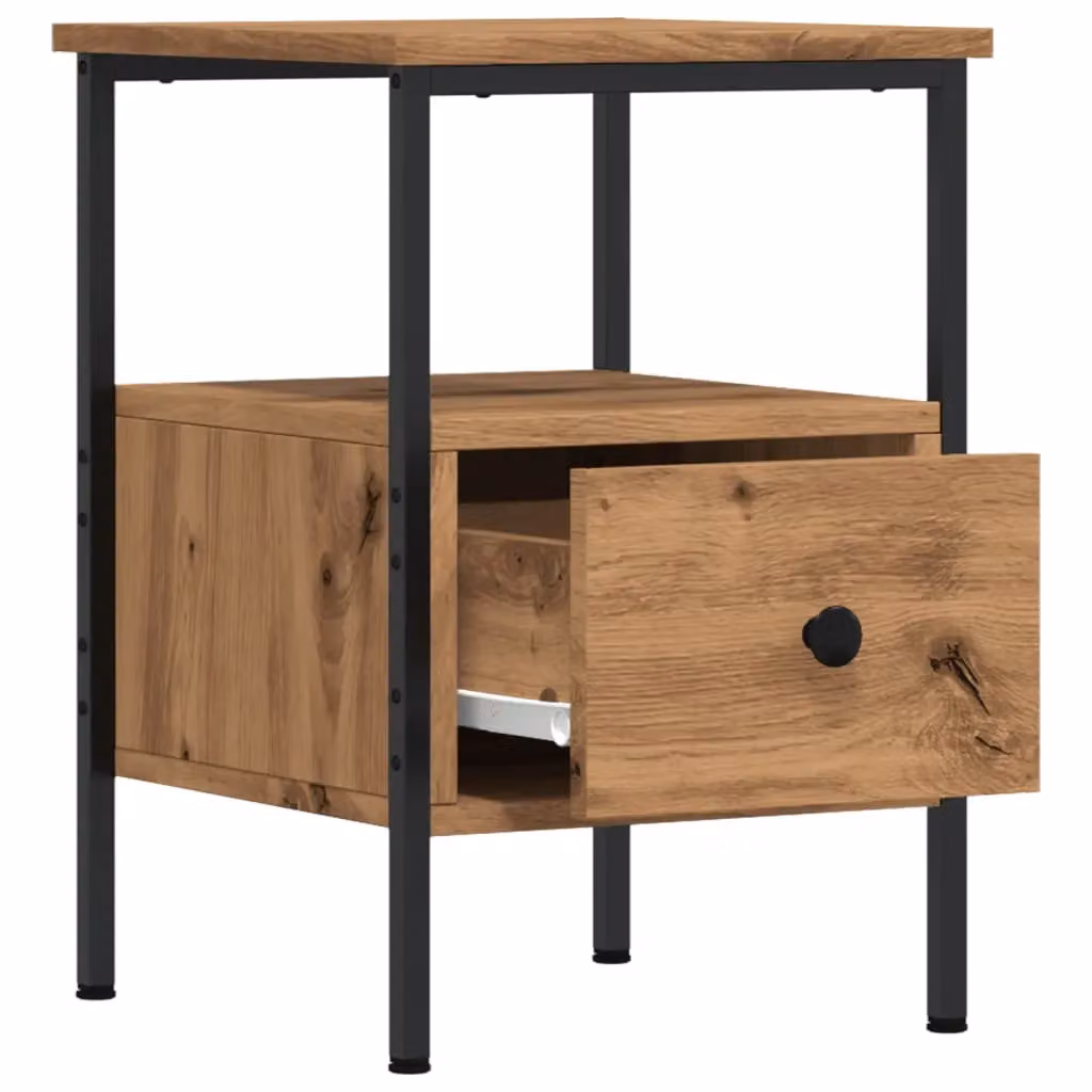 Berkfield Home Set of 2 Artisan Oak Bedside Cabinets in Brown, W/D/H: 34 x 36 x 50 cm – 4