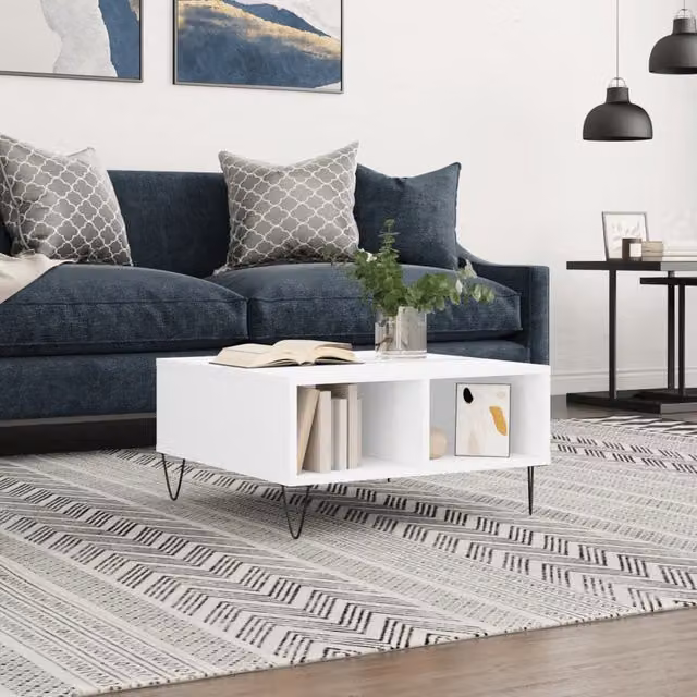 Berkfield Home Modern White Square Coffee Table W/D/H: 60 x 60 x 30 cm