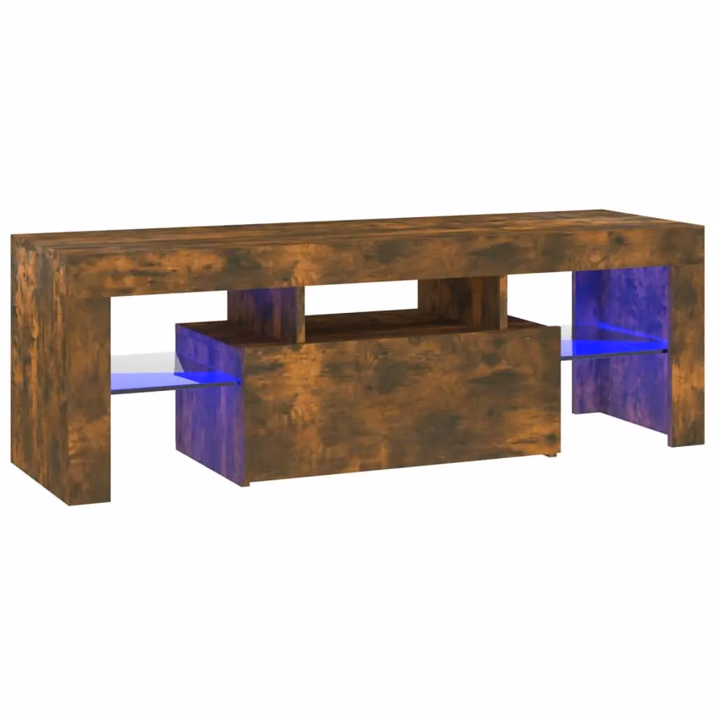 Berkfield Home Modern TV Cabinet with Integrated LED Lights in Smoked Oak Brown, W/D/H: 120 x 40 x 35 cm – 2