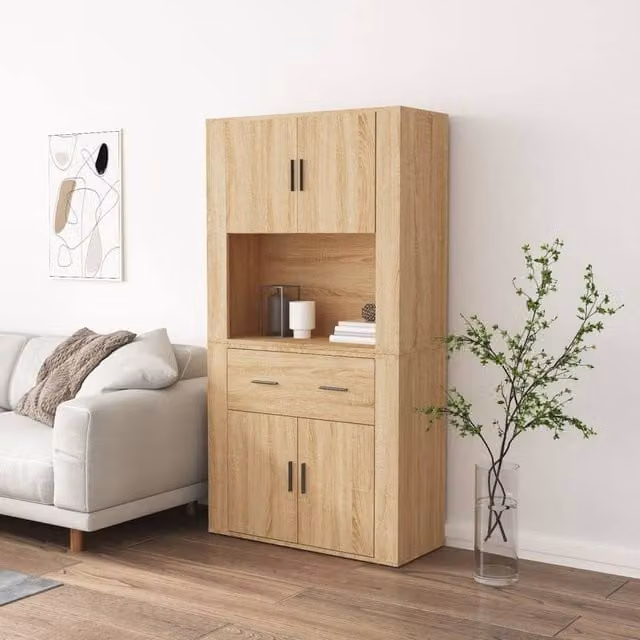 Berkfield Home Sonoma Oak Highboard in Light Tan Beige