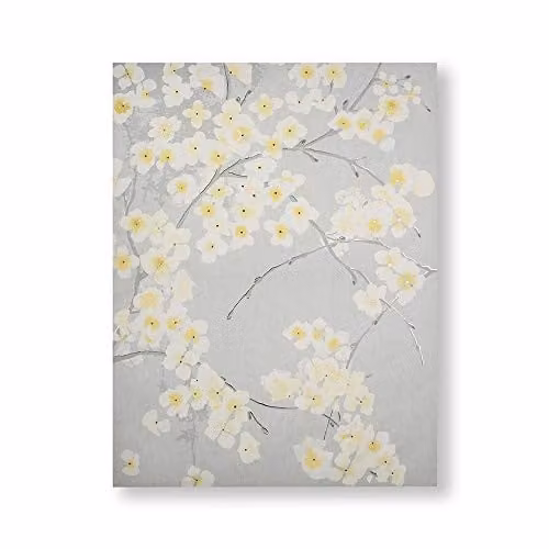 Art For The Home Radiance Orchid Metallic Floral Printed Canvas in Grey and Yellow