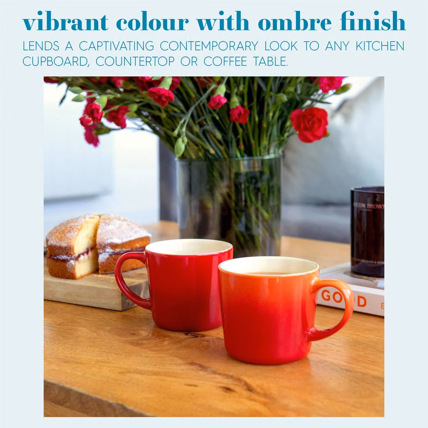 Argon Tableware Ombre Coffee Mug, 330ml, Glazed New Bone China, Orange – 3