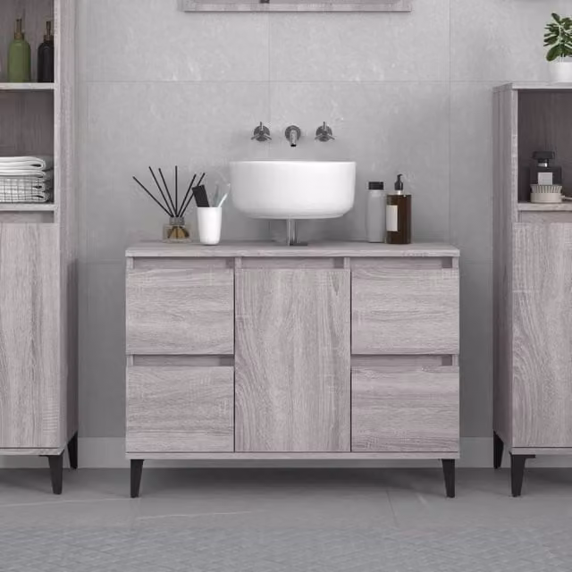 Berkfield Home Grey Sonoma Sink Cabinet, W: 80 cm, D: 33 cm, H: 60 cm – 1