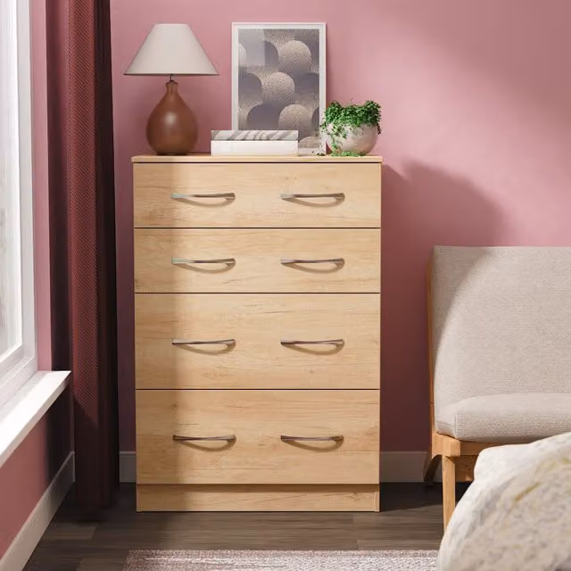 2 U Hampshire 4 Drawer Deep Chest in Light Brown