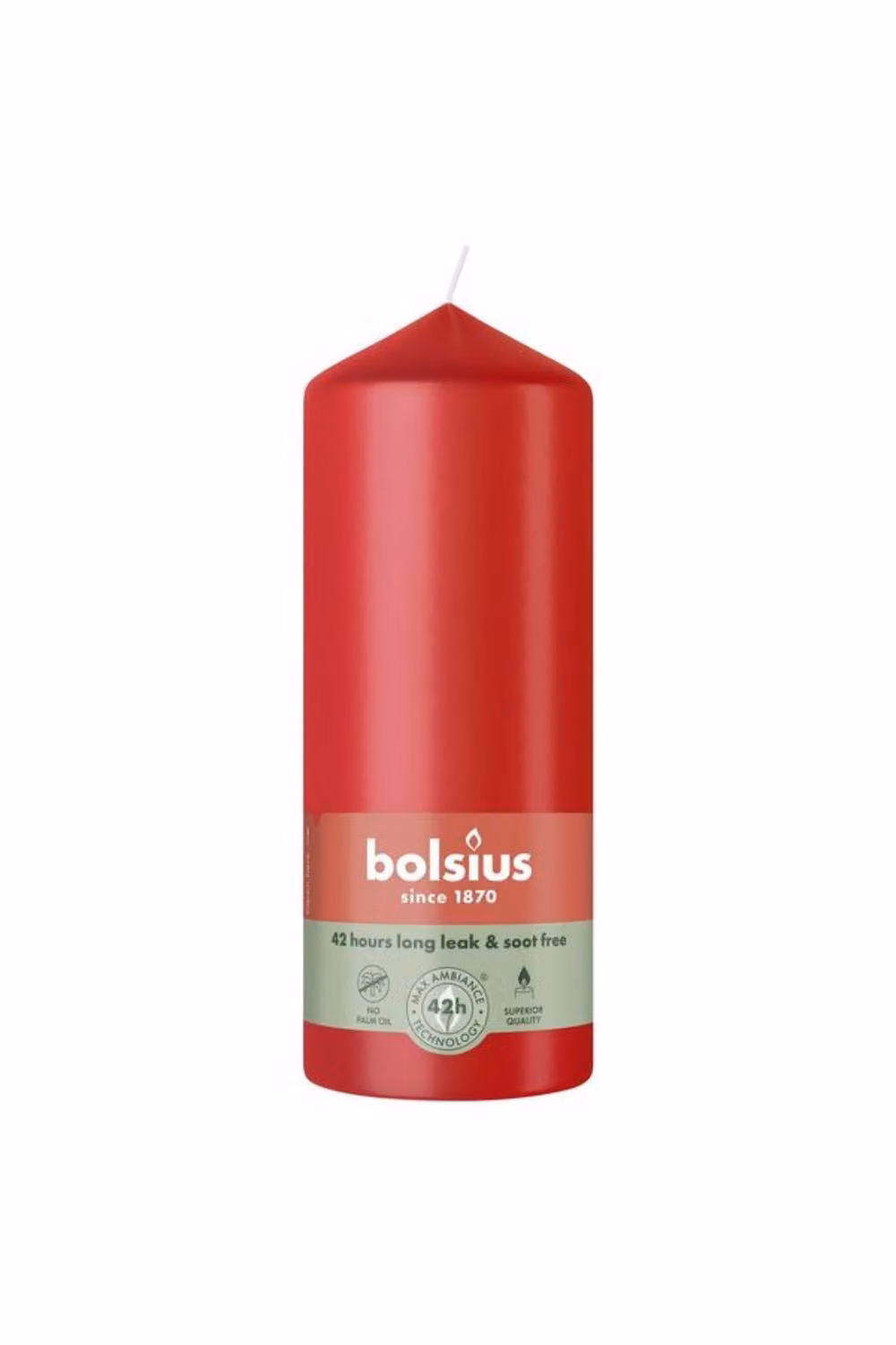 Bolsius Red Delicate Pillar Wax Candles, Pack of 2, H 15.0 cm x W 5.8 cm – 2