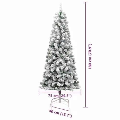 vidaXL Artificial Hinged Christmas Tree in Green and White, Height: 180 cm – 3
