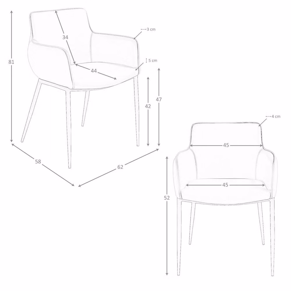 Angel Cerdá 4177 Modern Dining Chair in Brown Leatherette with Metal Frame – 4
