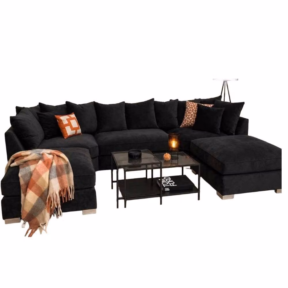 Home & Love Bishop U Shape Cinema Scatterback Corner Sofa in Naple Black – 2