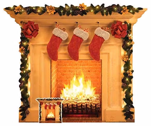 Star Cutouts SC1458 Fireplace Festive Christmas Cardboard Cutout Display, Multicolour, Height: 101 cm – 1