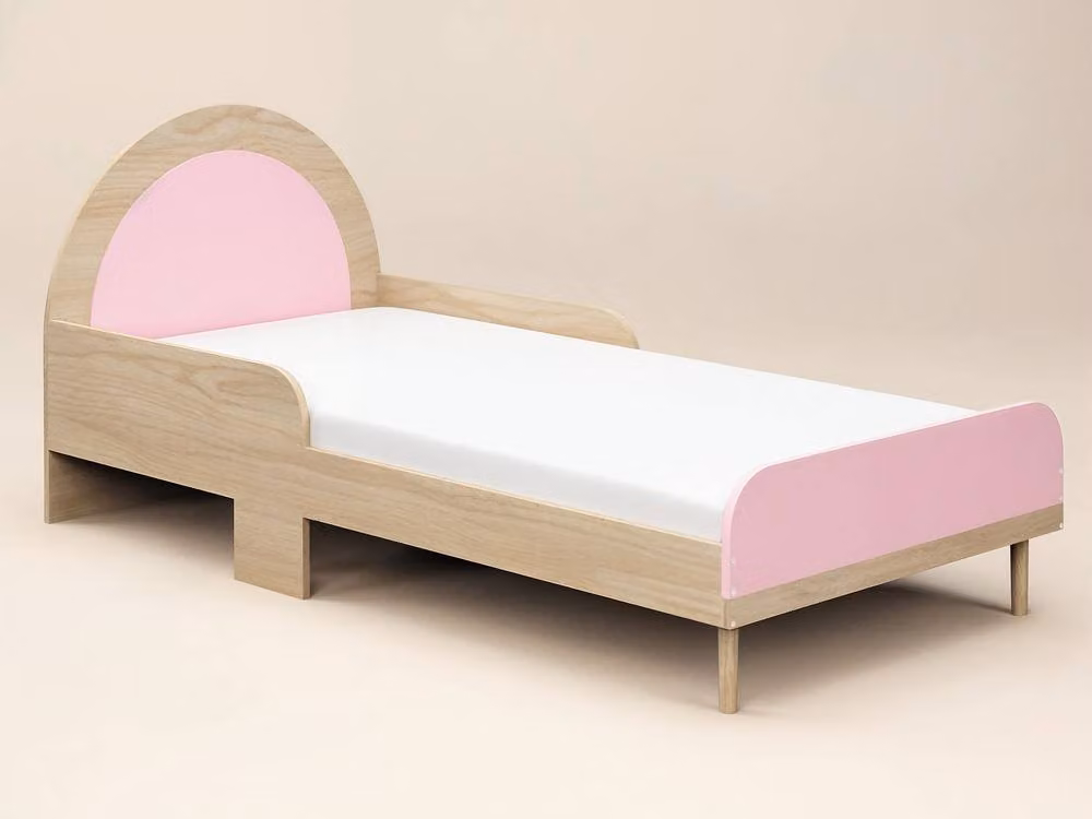 Flair Noah Single Curved Headboard Bed in Oak and Pink, W/D/H: 90 x 190 cm – 3