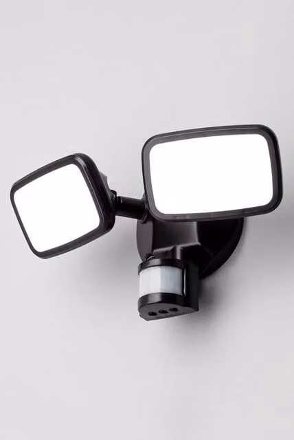 BHS Lighting Twin Wilson LED Outdoor Flood Light with Motion Sensor in Black