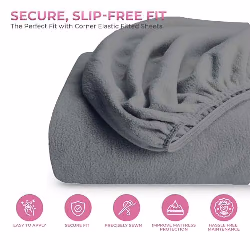 Snug City Silver Teddy Fleece Extra Deep Fitted Sheet, Single, W/D/H: 90 x 190 x 30 cm – 4