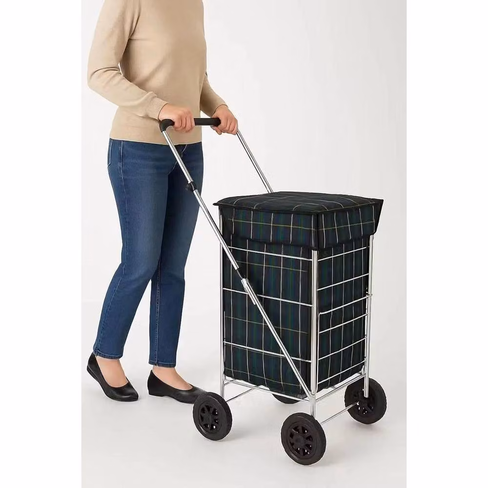 VOGREX 51L Foldable 4-Wheel Shopping Trolley in Black – 4