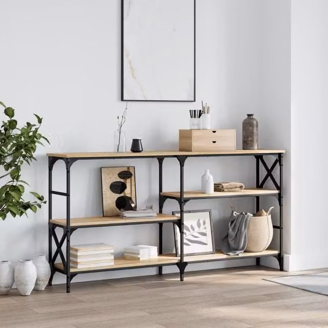Berkfield Home Sonoma Oak Console Table in Brown, W: 150 cm, D: 29 cm, H: 76.5 cm – 1