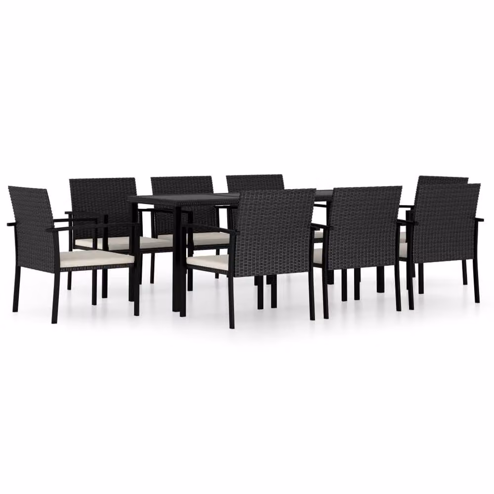 Berkfield Home 9 Piece Poly Rattan Outdoor Dining Set in Black – 2