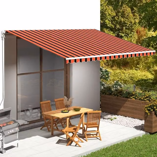 Berkfield Home Replacement Awning Fabric in Orange and Brown, Polyester, W: 5 m, D: 3.5 m