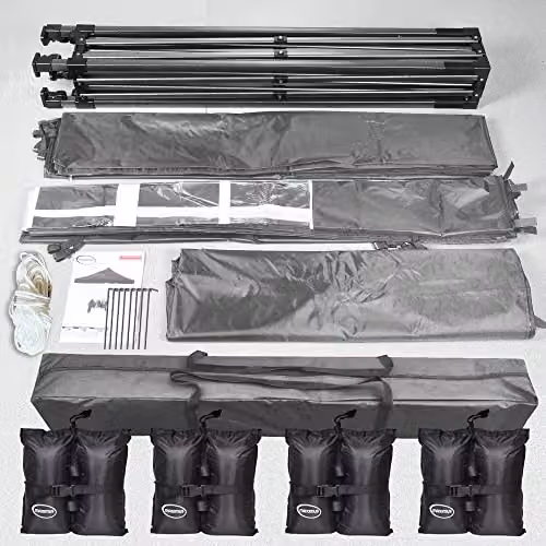 MAXIMUS Heavy Duty Commercial Pop Up Gazebo Market Stall with 4 Walls and 4 Weight Bags, Grey, W/D/H: 300 x 300 x 345 cm – 5