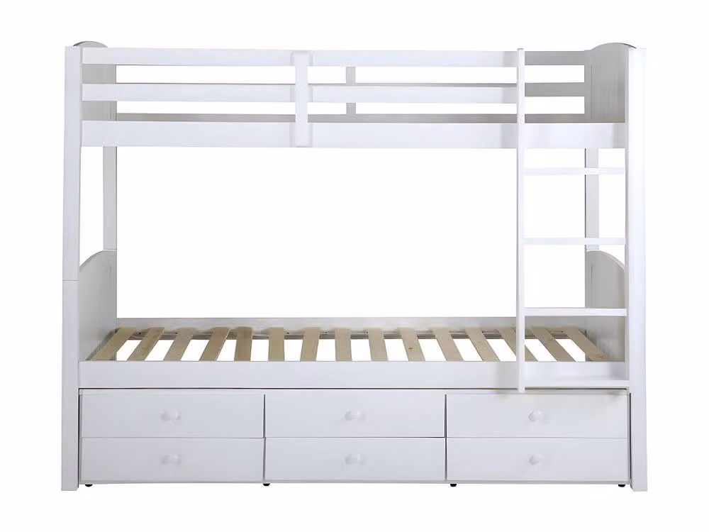 Vente-unique Separable White Pine Bunk Beds with Storage Drawers, W/D/H: 190 x 90 x 155 cm – 2
